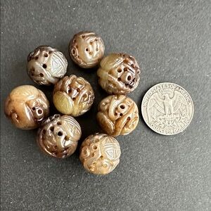 RARE Vintage Chinese Carved Stone Beads